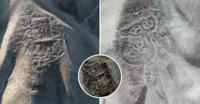 Descubren geoglifos con forma de felinos en Nazca.