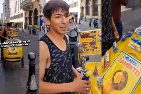 Extranjero sorprende con curiosa forma de ofrecer helados en el Centro de Lima.