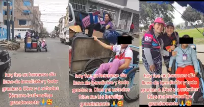 Madre lleva a su hija en silla de ruedas a trabajar todos los das en la calle.