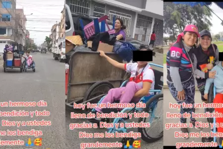 Madre lleva a su hija en silla de ruedas a trabajar todos los das en la calle.