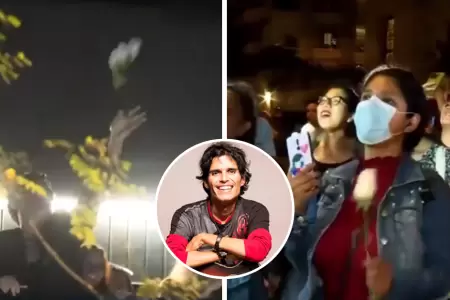 Patricio Surez Vrtiz lanza tulipanes a fans de su hermano Pedro.