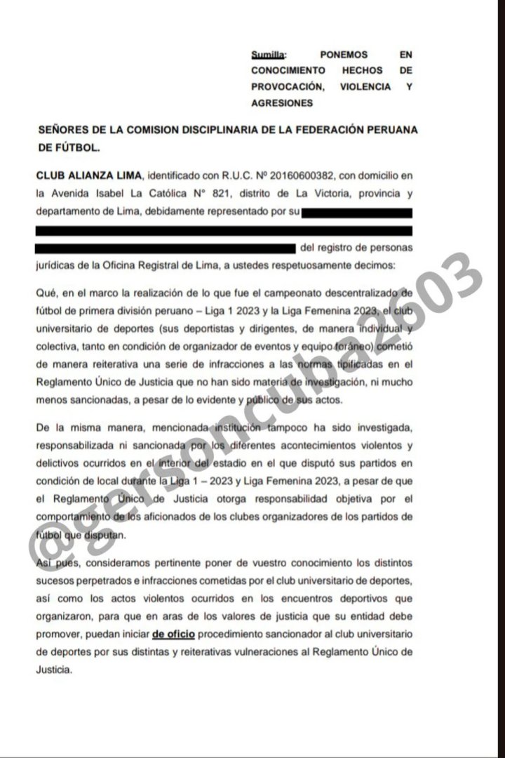 Alianza Lima exige sanciones para Universitario