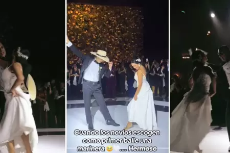 Pareja sorprende en su boda con un baile de marinera.