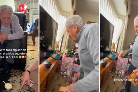 Abuelito reacciona al usar por primera vez una Alexa.