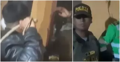 Ronderos de Piura azotan a policas acusados de exigir coima