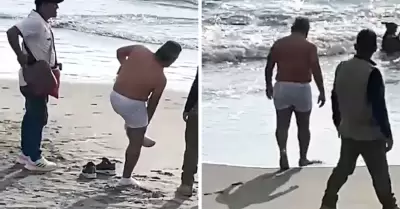 Arturo Fernndez ingres a la playa en calzoncillo en Trujillo.