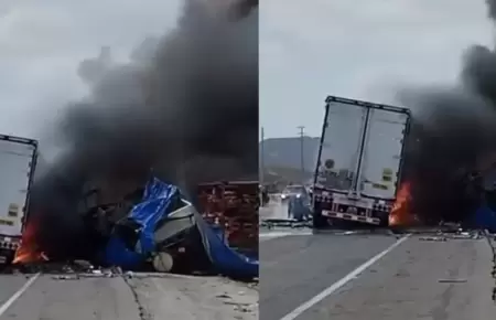 Choque de camiones en Ica deja dos muertos