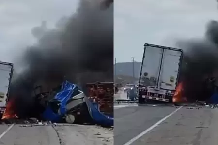 Choque de camiones en Ica deja dos muertos