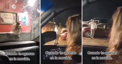 Mujer descubre a su esposo saliendo de ver a las 'cariosas'.