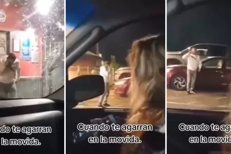 Mujer descubre a su esposo saliendo de ver a las 'cariosas'.