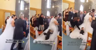 Nio salta sobre el vestido de la novia en plena boda.