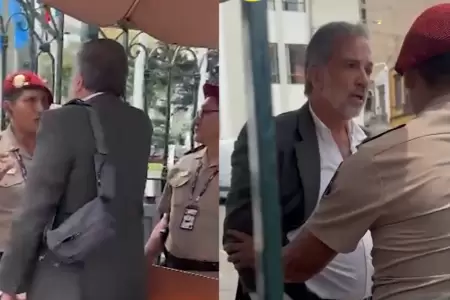Asesor de Fuerza Popular agrede a polic�a por no dejarlo ingresar al Congreso