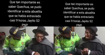 Abuelita extraviada es auxiliada por polica quechuablante.