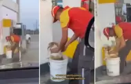 Trabajador de gasolinera ba un perrito por ola de calor y usuarios reaccionan: "Se gan el cielo"