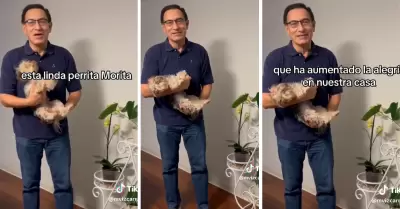 Martn Vizcarra presenta a su mascota 'Morita'.
