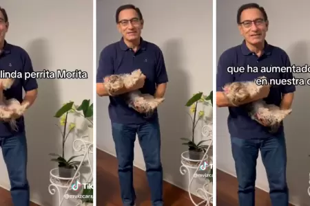 Martn Vizcarra presenta a su mascota 'Morita'.