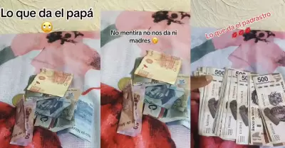 Mujer compara dinero del padre y padrastro de su hijo.