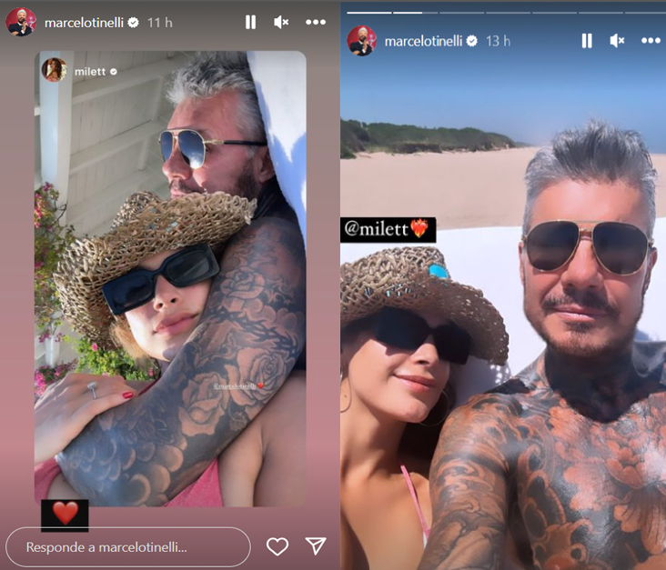 Marcelo Tinelli y Milett Figueroa durante su viaje en Punta del Este.