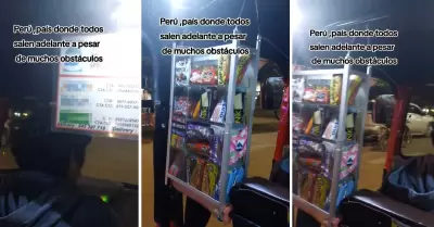 Mototaxista pone pequea tienda dentro de su vehculo.