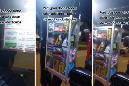 Mototaxista pone pequea tienda dentro de su vehculo.