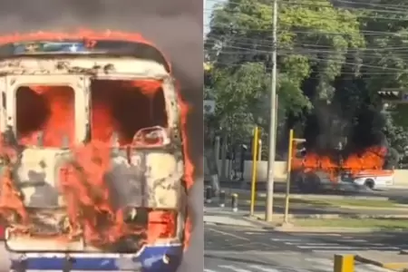 Bus de transporte público se incendia en avenida Salaverry