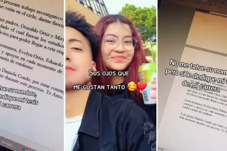 Joven dedica su tesis a su enamorada.