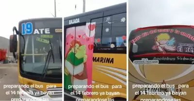 Chofer decora su bus para San Valentn.