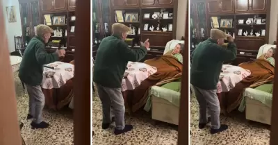 Abuelito baila a su esposa con Alzheimer.