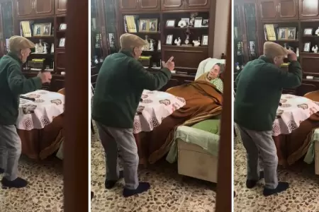 Abuelito baila a su esposa con Alzheimer.