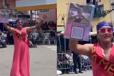 Imitador de Pamela Franco en los carnavales