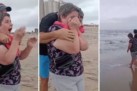 Joven lleva a su madre a conocer el mar.