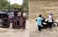 Lluvias en Piura: Indignante! Pobladores arriesgan su vida cruzando ro en mototaxi por falta de puente