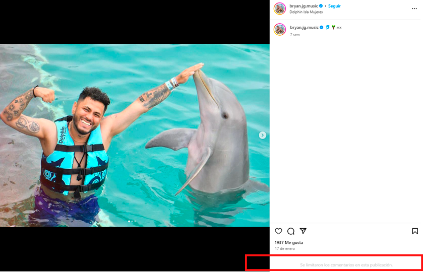 Bryan Torres restringe comentarios en sus redes sociales.