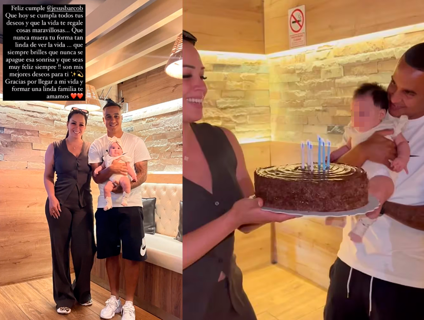 Melissa Klug y Jesús Barco juntos en cumpleaños.