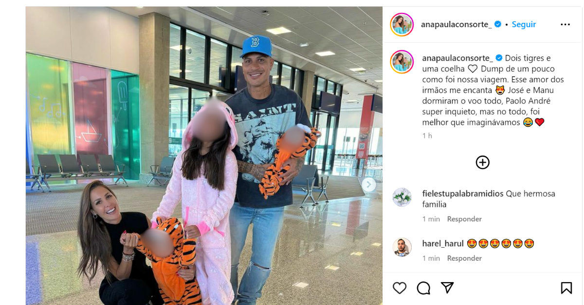 Paolo Guerrero y Ana Paula Consorte viajan en familia
