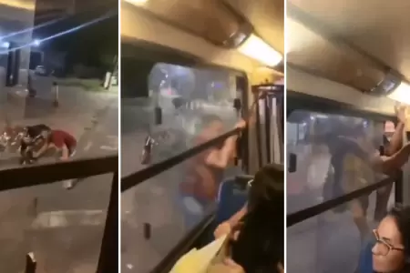 Hombre descubre a su novia siendo infiel y la persigue trepndose a un bus.