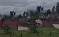 Impactante! El momento exacto donde una vivienda colapsa y cae al ro Cunas en Huancayo