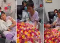 Niña con cáncer rompe en llanto tras recibir un enorme ramo de rosas en el hospital: "Eres muy valiente y fuerte"
