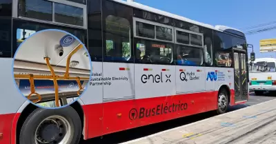 Joven se sorprende al encontrar moderno bus en San Isidro.