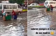 Madre arriesga su vida en inundacin para trabajar y llevar 'un pan a la mesa': "Valoren su esfuerzo"