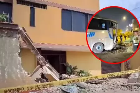 Bus interprovincial impacta contra casa en Surco.