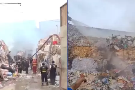 Bomberos controlan incendio en almacn de reciclaje