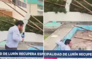 Casi no la cuenta! Reportero cae inesperadamente EN VIVO al interior de la piscina de Susana Villarn