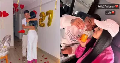Piero Quispe celebra primer aniversario con su novia.