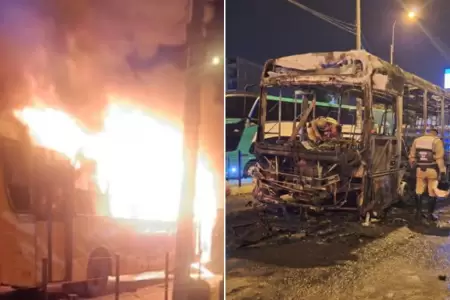 Bus lleno de pasajeros se incendia en plena Panamericana Norte.