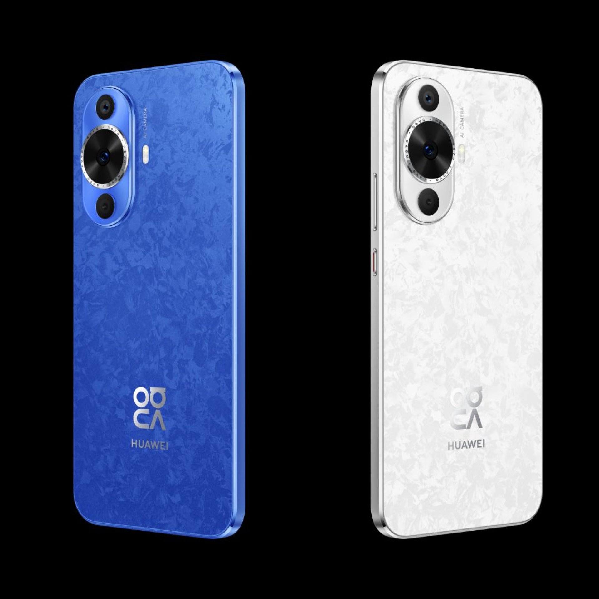 Nova 12s con un diseño ultraelegante, en un vibrante azul orquídea y blanco clavel con estampado de pétalos.