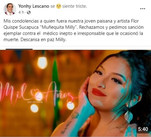 Publicación Yonhy Lescano.