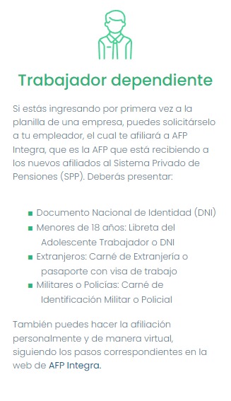 Los pasos para la afiliación a AFP.