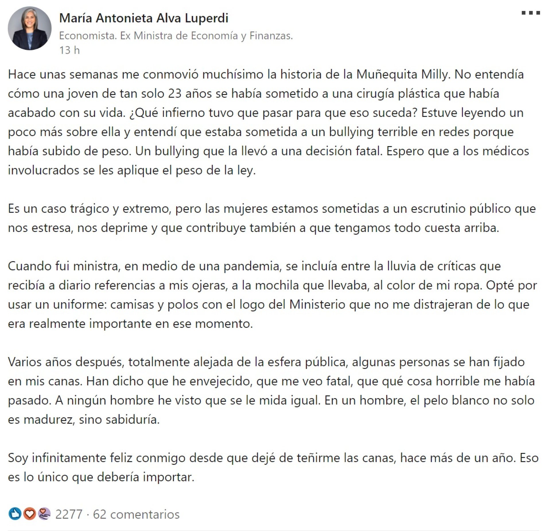 Mara Antonieta Alva responde a sus crticos