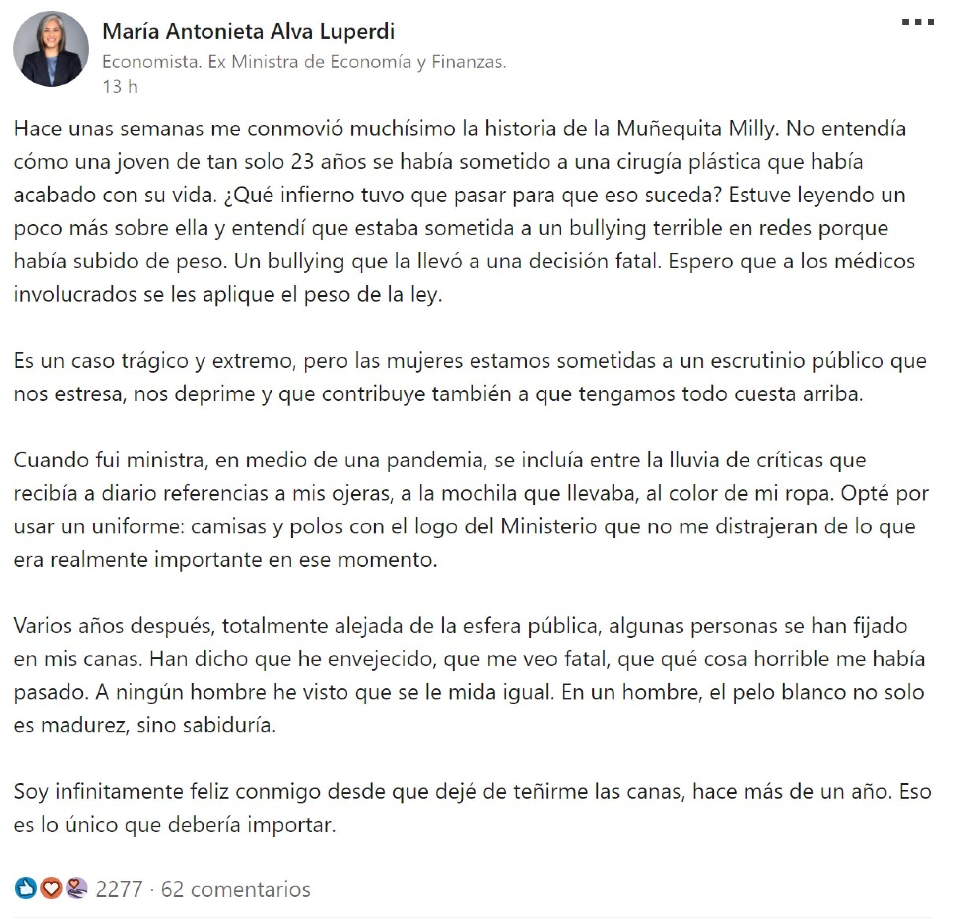 María Antonieta Alva responde a sus críticos